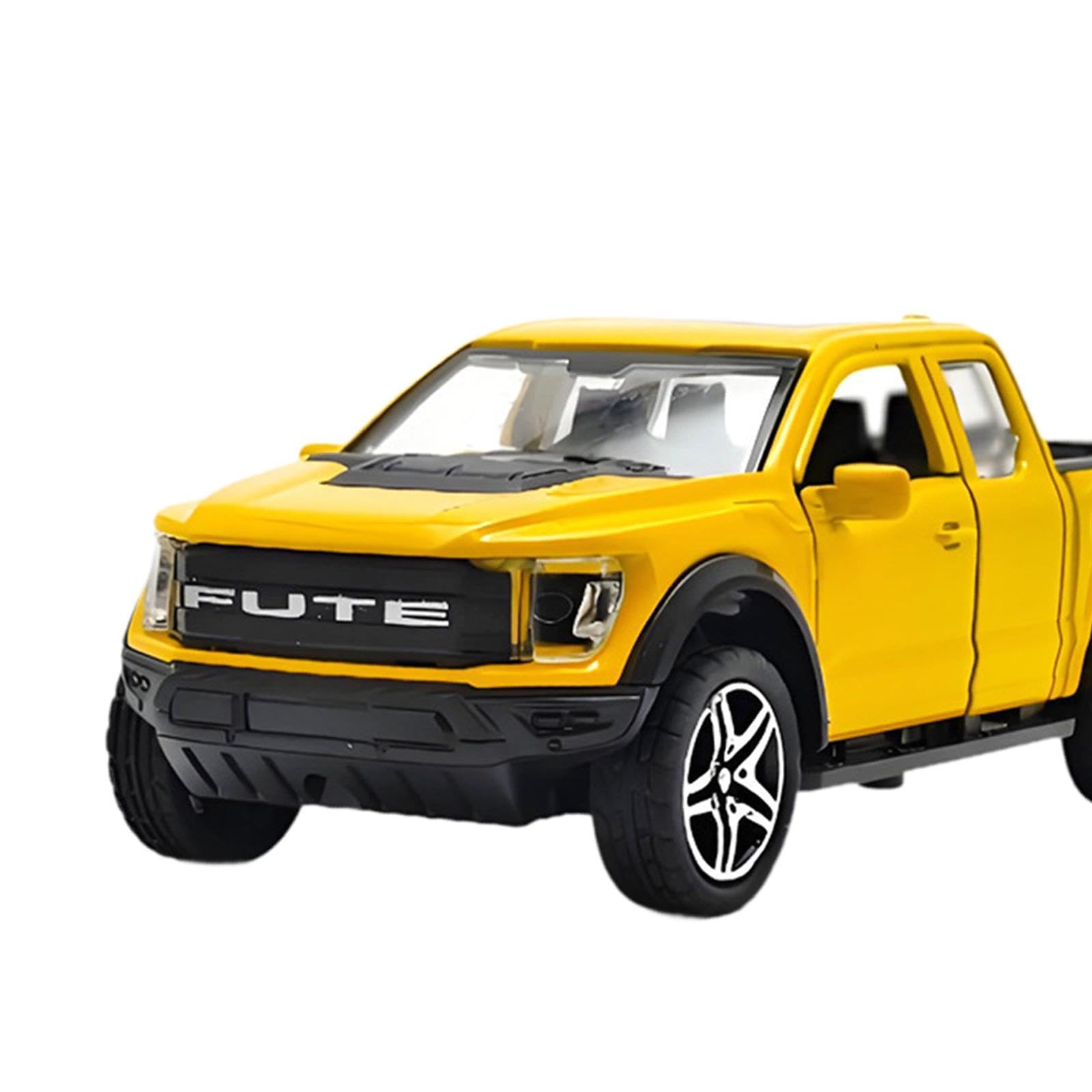 Sharplace Pickup in 1/36, Veicolo Giocattolo a trazione Posteriore, Modello di Auto in Miniatura Realistico da Collezione per Regali per Bambini di 3, 4, Giallo