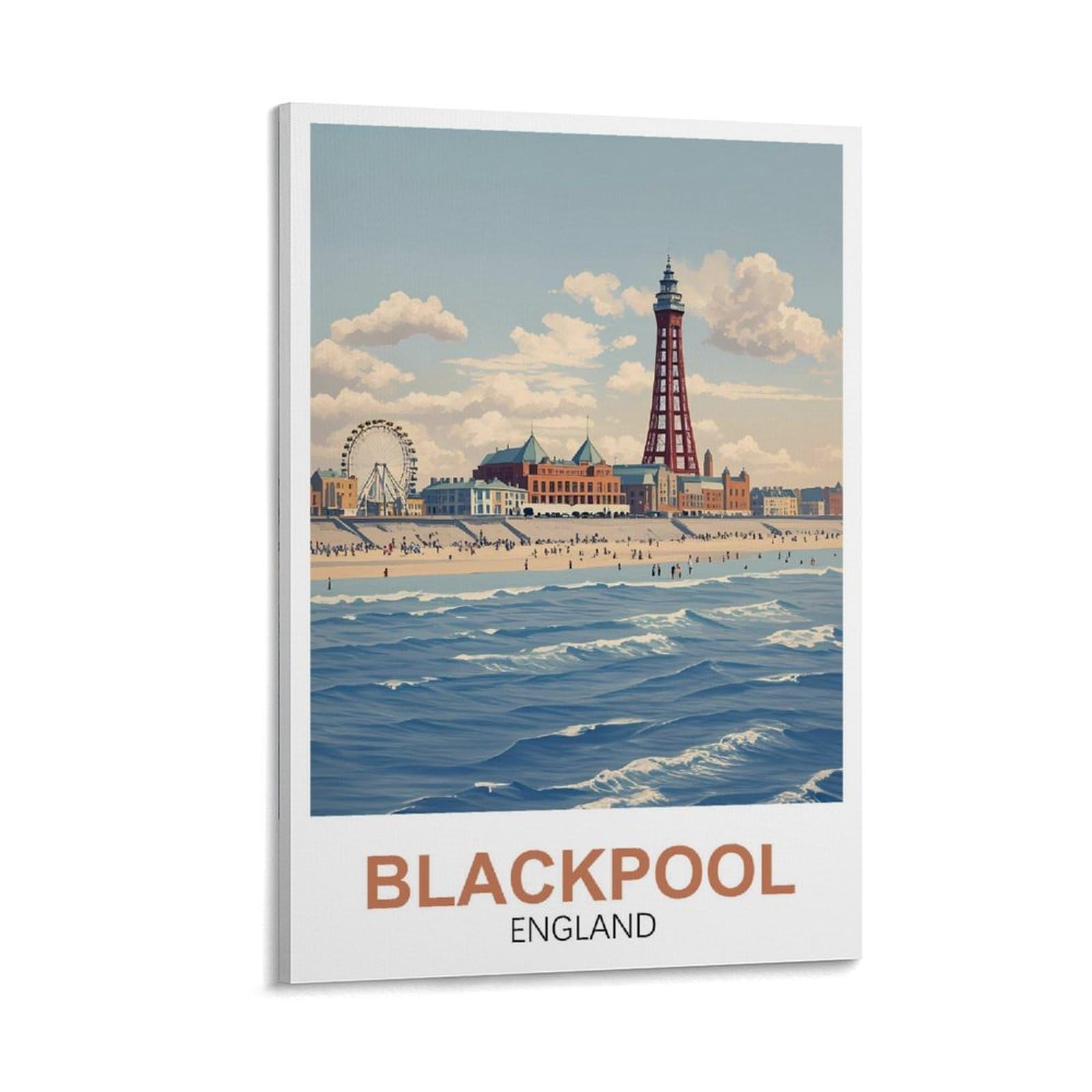 Ymqwjylw Frame-Style Blackpool England Vintage Travel Posters 12X18inch(30X45cm) Canvas Printing Home Decor Wall Art Prints