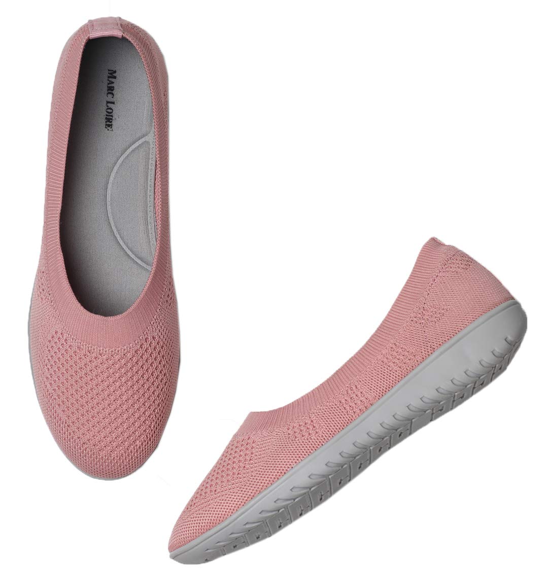 Marc LoireWomen's Athleisure Lightweight Active Wear Knitted Mesh Slip on Comfortable Casual Flat Ballerina Shoes for Walking, Athletic, Gym, Work, etc.