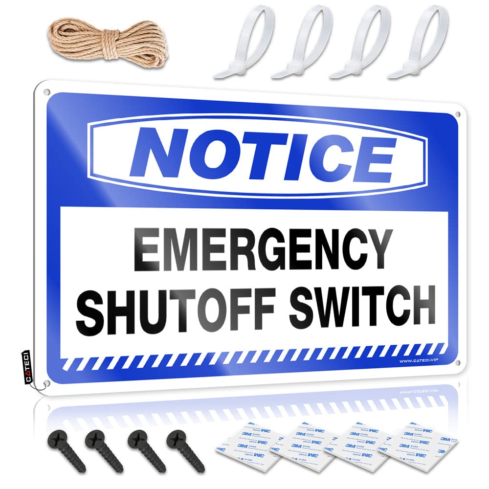 Tin Sign Decor Notice Emergency Shutoff Switch Tin Sign Vintage Signs Metal Funny Kitchen Tin Signs(30X40CM)
