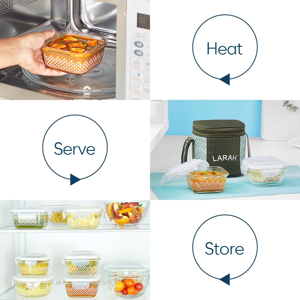 Larah Glass Lunchbox - Leakproof & Microwave Safe -2