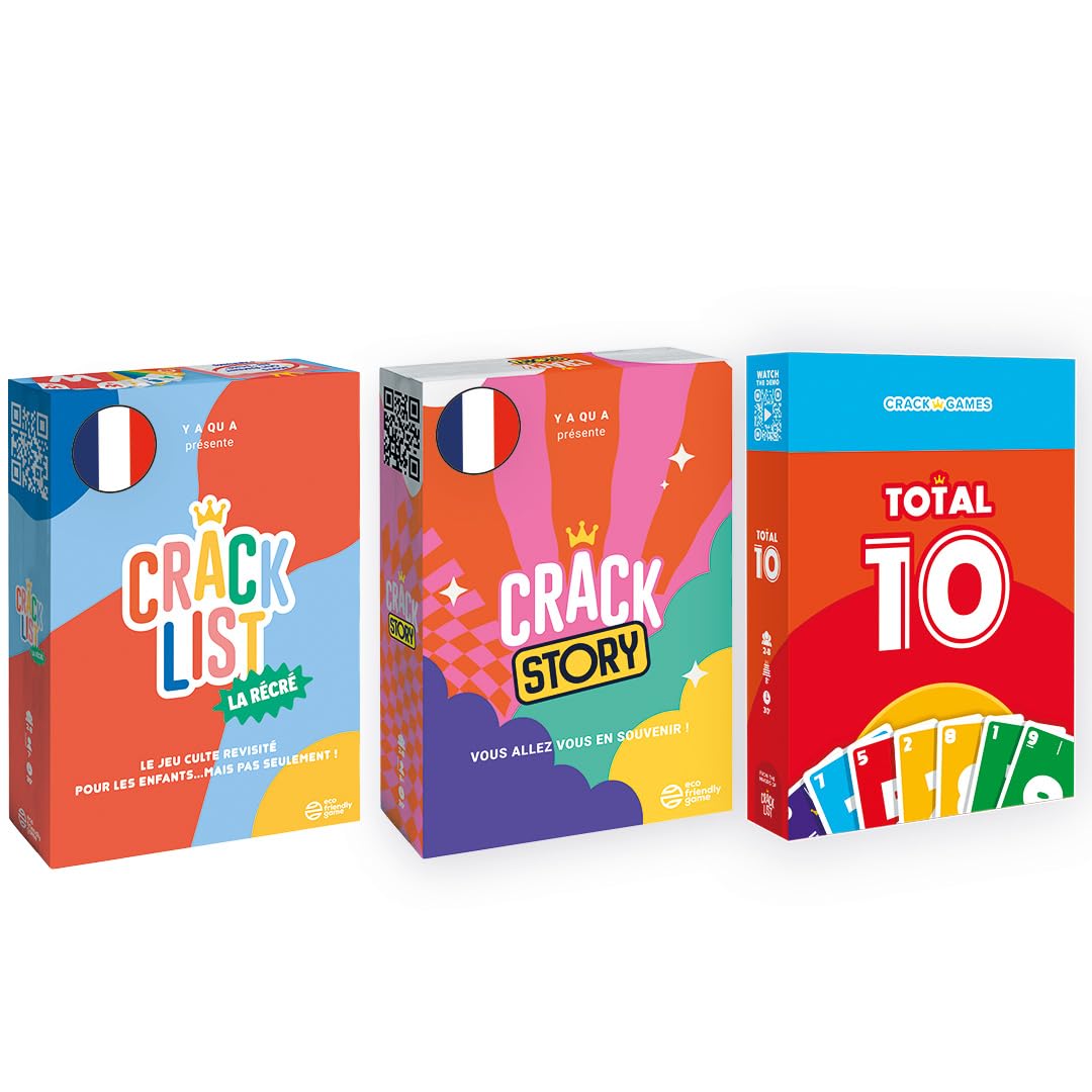 CRACK LIST Lot 3 Jeux d'ambiance Famille Crack Story + Total 10 | Offre été | 2 à 8 Joueurs | dès 10 Ans