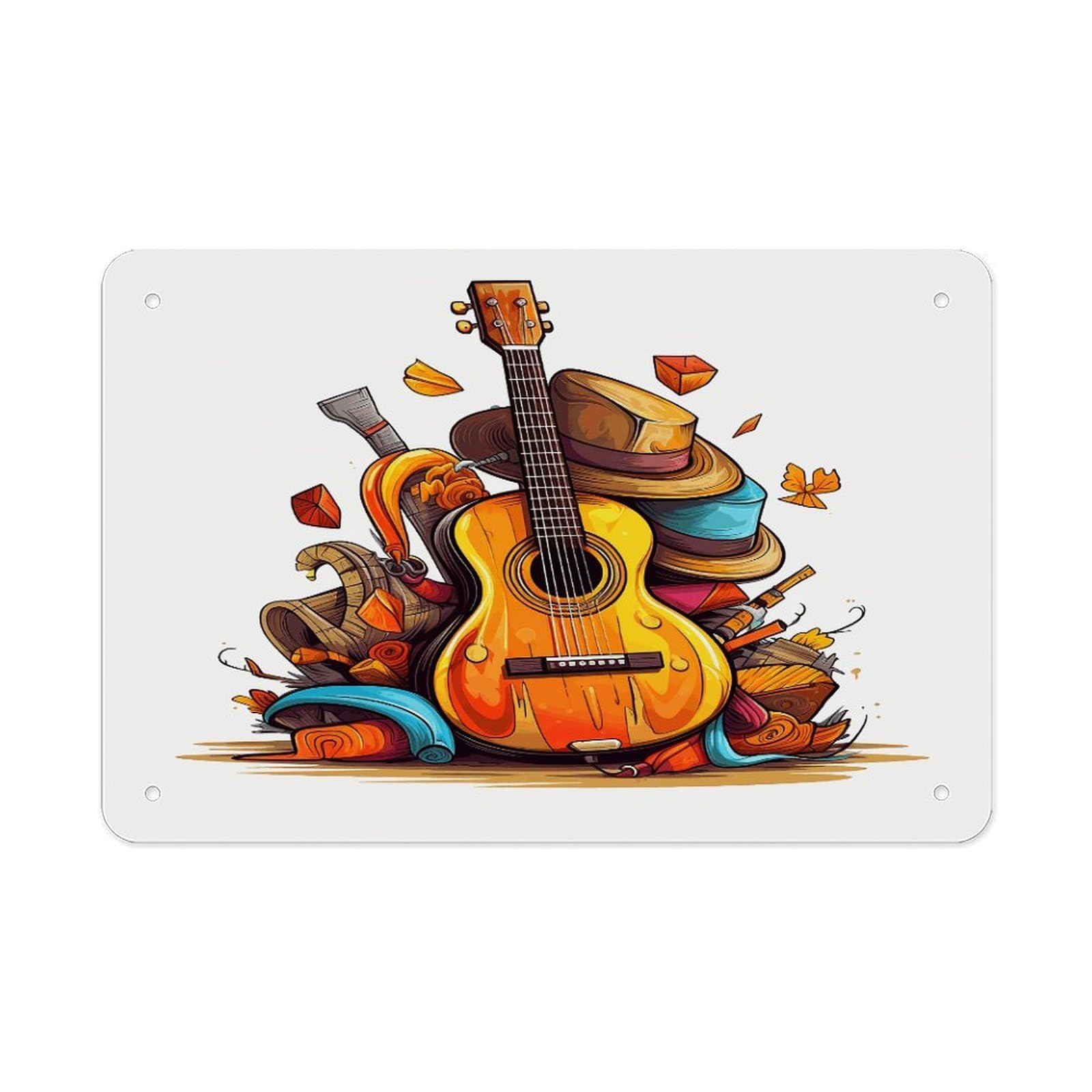 Fekiloot Style Funny Cartoon Hats Guitar Metal Signs Wall Art Tin Sign