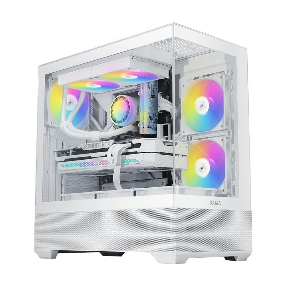 Boîtier SAMA V40 ATX, 6 Vent. ARGB PWM, Double Vitre, USB-C, Blanc