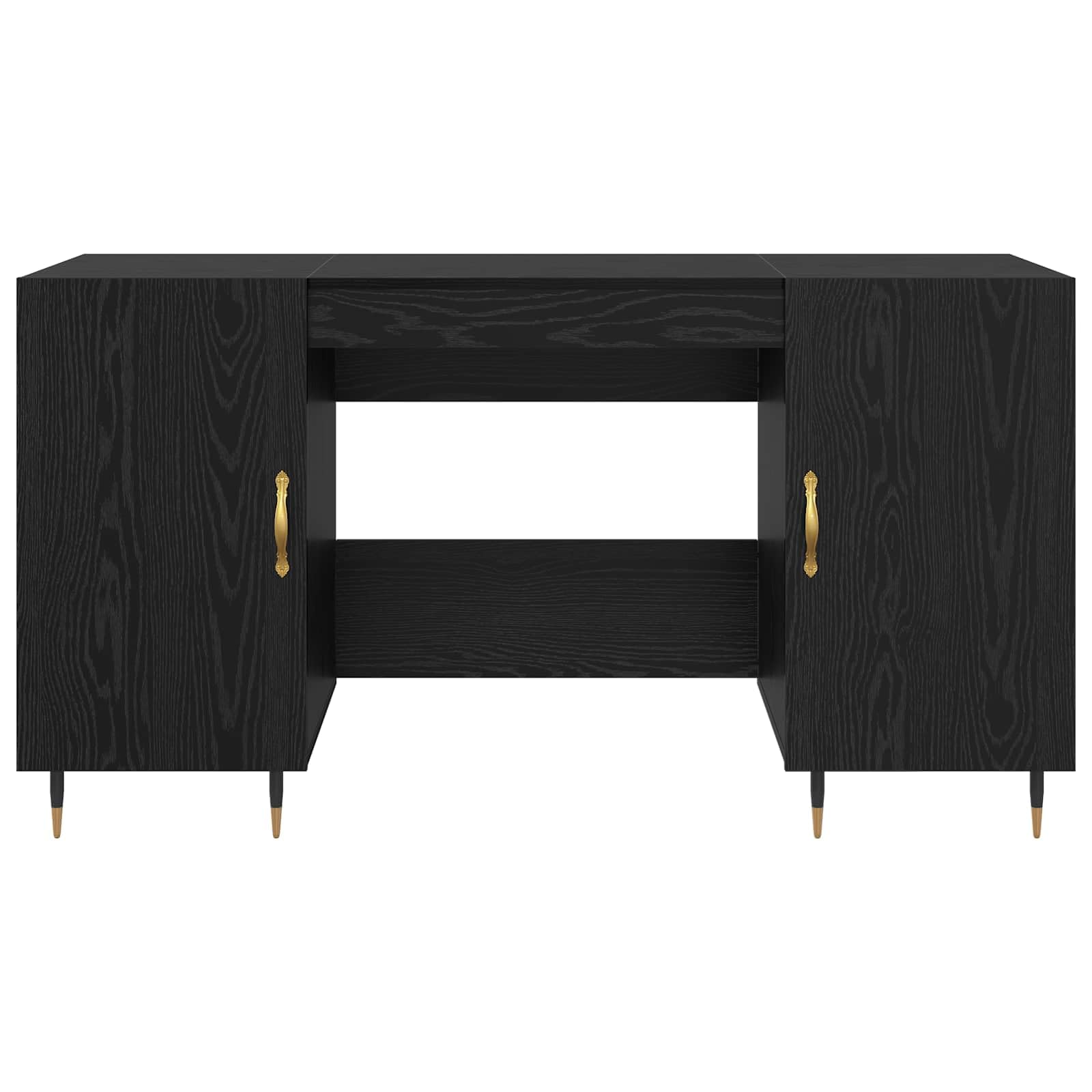 Scrivania rovere nero in legno ingegnerizzato 140 x 50 x 75 cm con ripiano e cassetto per ufficio studio smartworking casa gaming