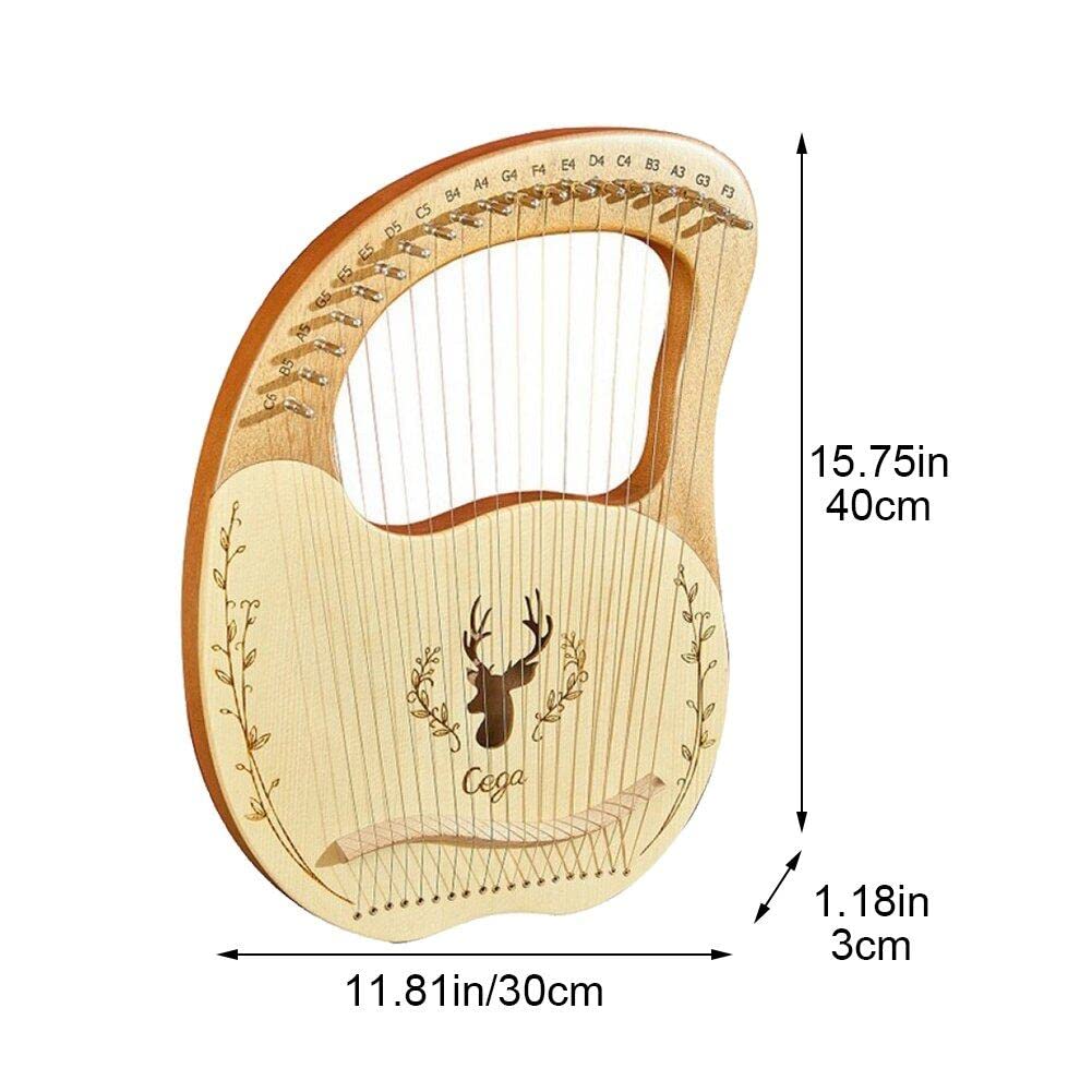 Harpe Lyre 19 Cordes en Acajou, Instrument de Musique avec Outil de réglage et Micro intégré