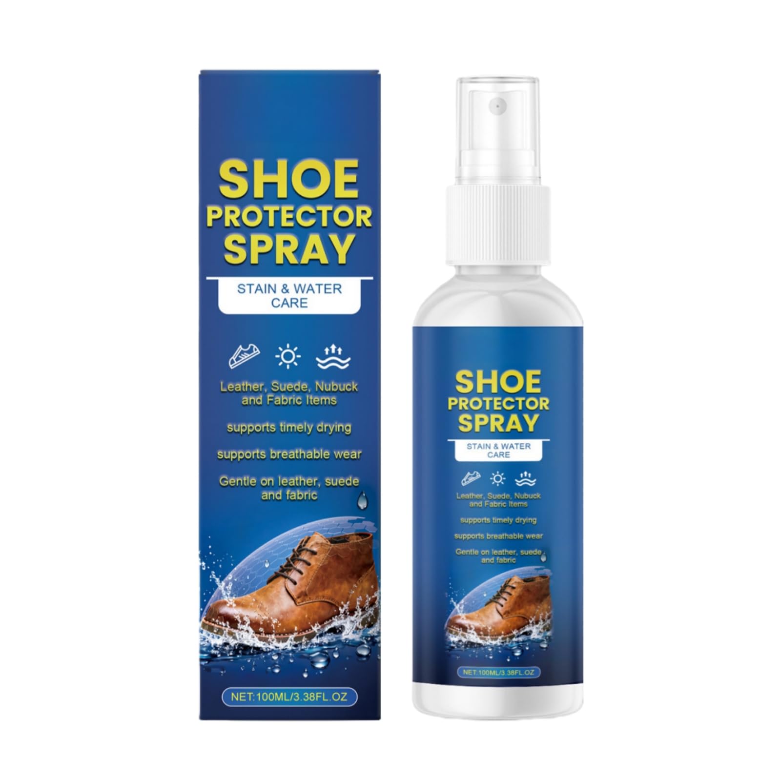Shoe Protector Spray 100ml,Waterproofing Spray for Shoes,Long-Lasting Suede Waterproof,Shoe Care Products for Men & Women,Stain-Resistant Protection for Suede,Leather,Canvas,Fabric Footwear