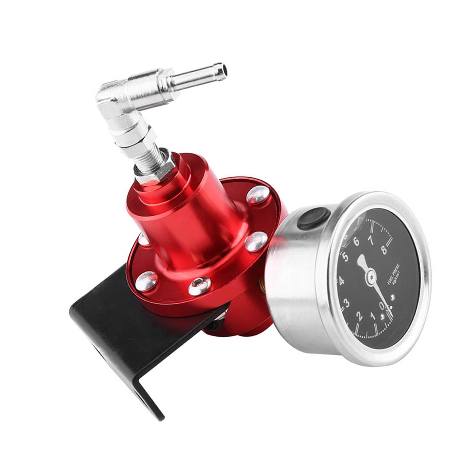 Yctze Regolatore Pressione Benzina - Componenti di distribuzione ricambi Auto Regolatore di Pressione del Carburante FPR Regolabile in Alluminio Universale con manometro per Auto Rossa