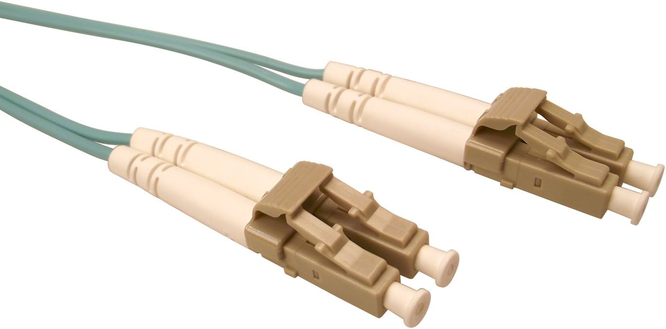 Shaxon FCLCLCQ05M, LC to LC Duplex Multimode 50/125 10 Gigabit Fiber Optic Patch Cord - Aqua PVC Zip Cord, 5 Meters