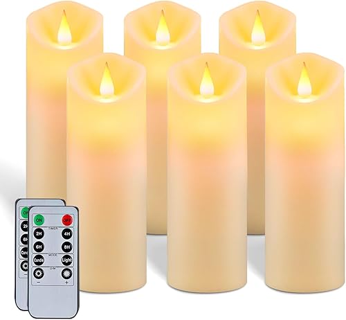 Miniatura 1 de 5plots Velas impermeables sin llama, velas de pilar a pilas para exteriores, velas LED con temporizadores remotos, velas de plástico marfil, 3.25