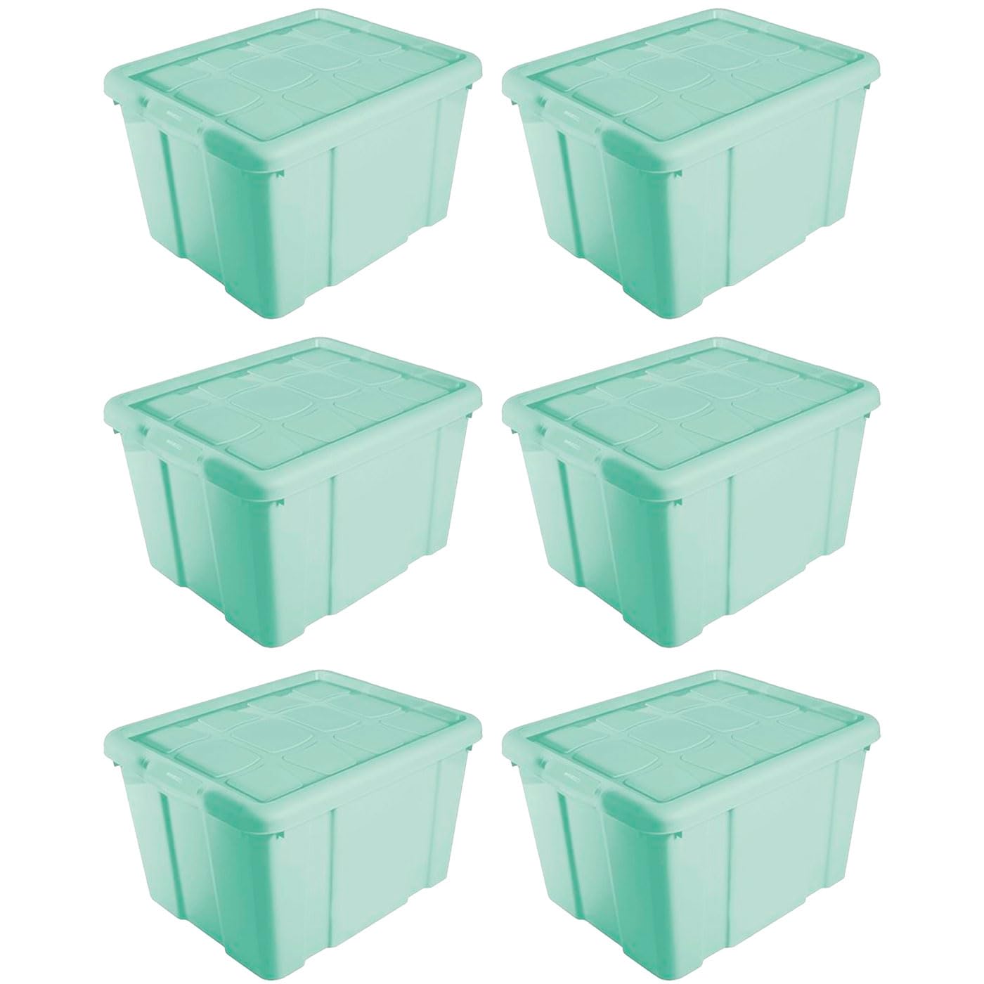 Acan Tradineur Confezione da 6 Scatole di Stoccaggio in Plastica, Contenitori per Giocattoli, Libri, Abbigliamento, Coperte - N. 1 (Verde) - 21 x 39,6 x 29,6 cm - 16 litri