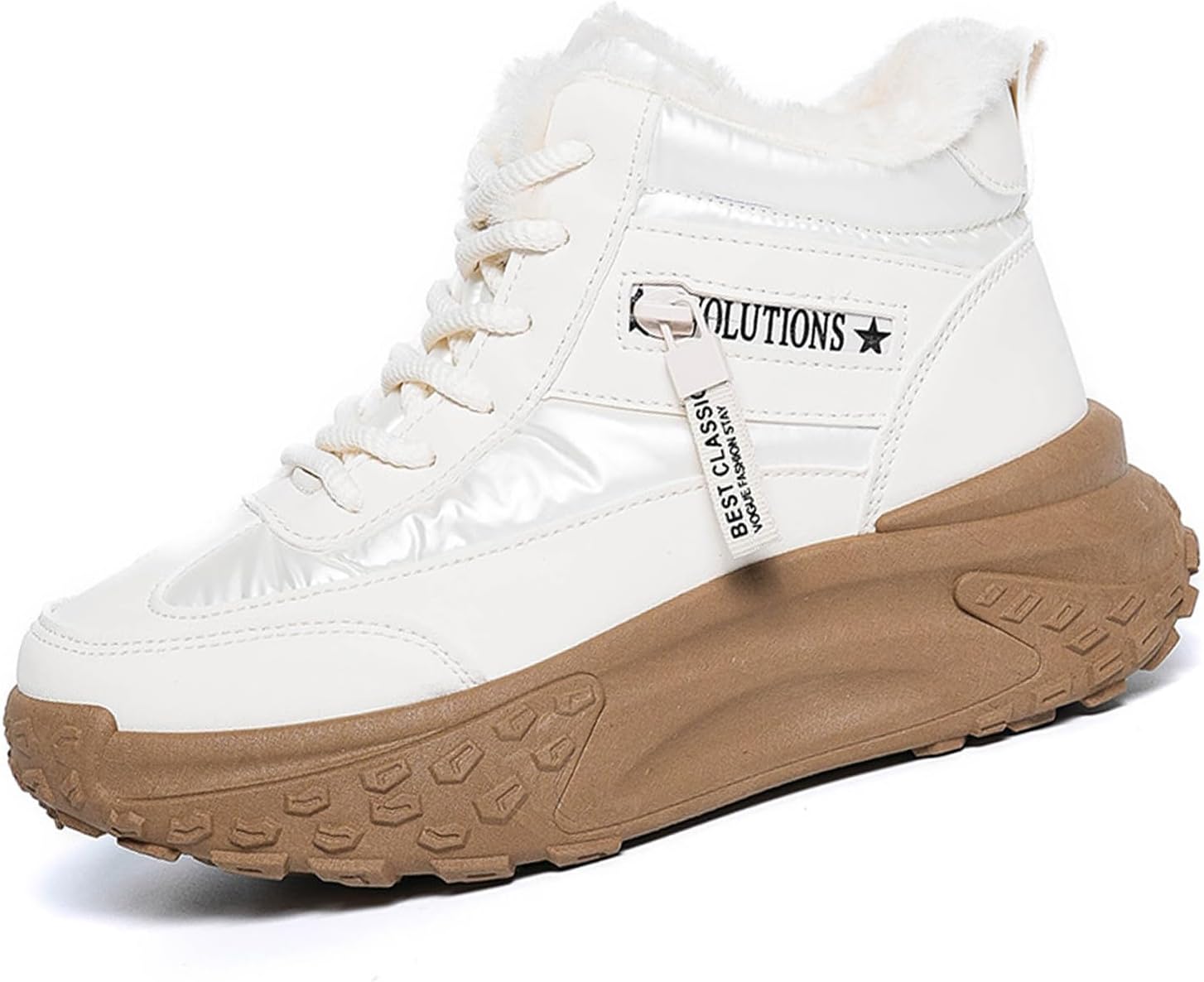 Women's Platform Snow Boots Warm Winter Boots Comfortable Fur Lined Ankle Boots Lace Up Outdoor Booties Non-Slip Sneakers Waterproof Walking Shoes