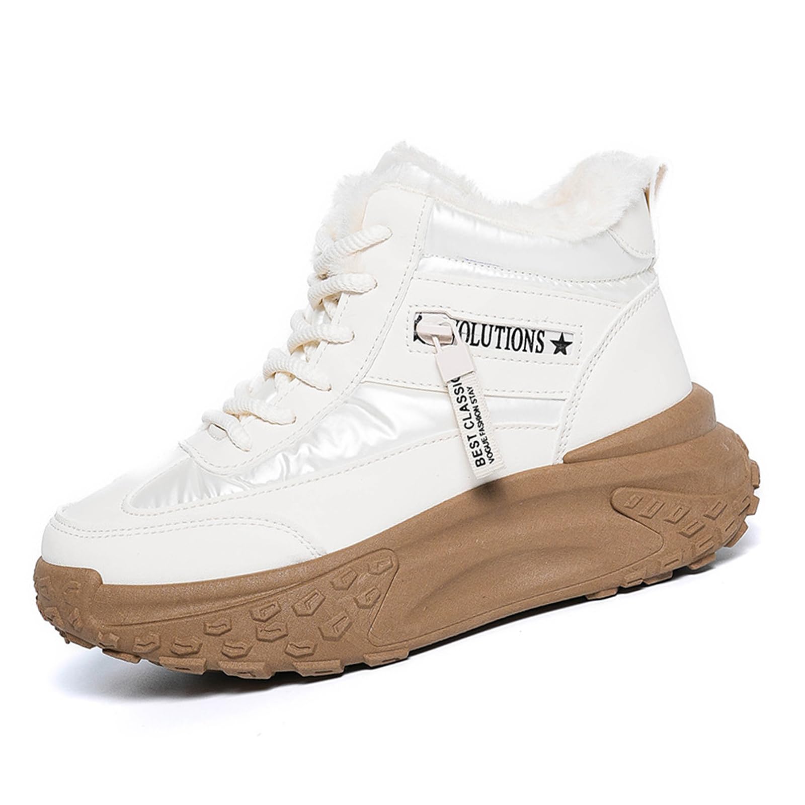 Womens Platform Snow Boots Warm Winter Boots Comfortable Fur Lined Ankle Boots Lace Up Outdoor Booties Non-Slip Sneakers