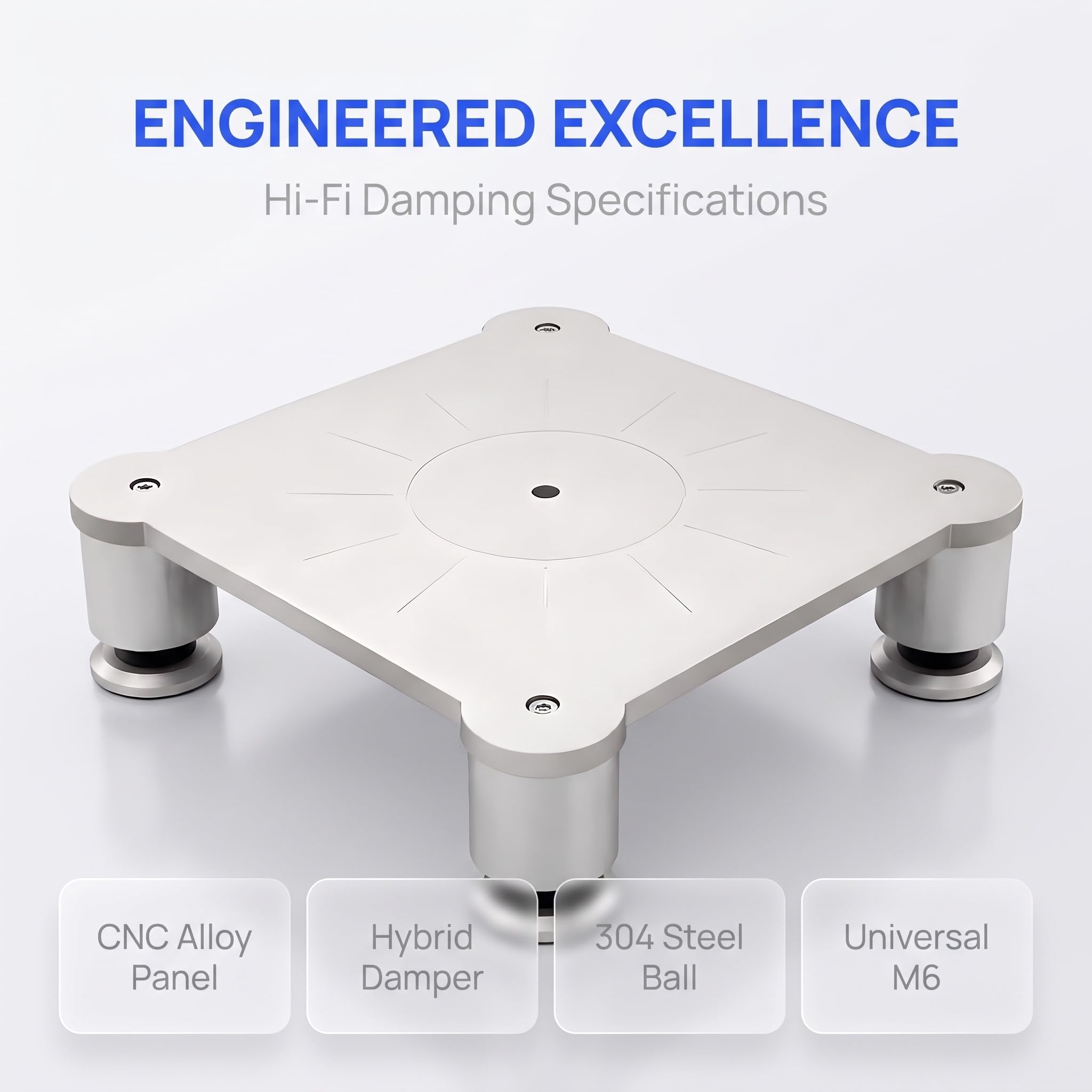 Base De Aislamiento para Tocadiscos, Plataforma De Aislamiento para Altavoces HiFi, Soporte De Aleación para Altavoces, con Patas Ajustables En Altura, para Una Mayor Claridad