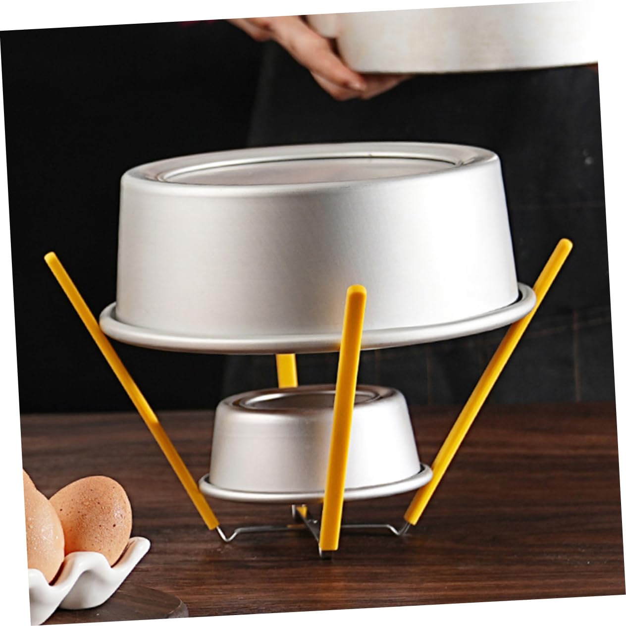Rejilla para Enfriar Pasteles de Chifón de Acero Inoxidable y Silicona, Plegable Diseño de Cuatro Patas Antideslizante, 2 Piezas para Hornear y Enfriar