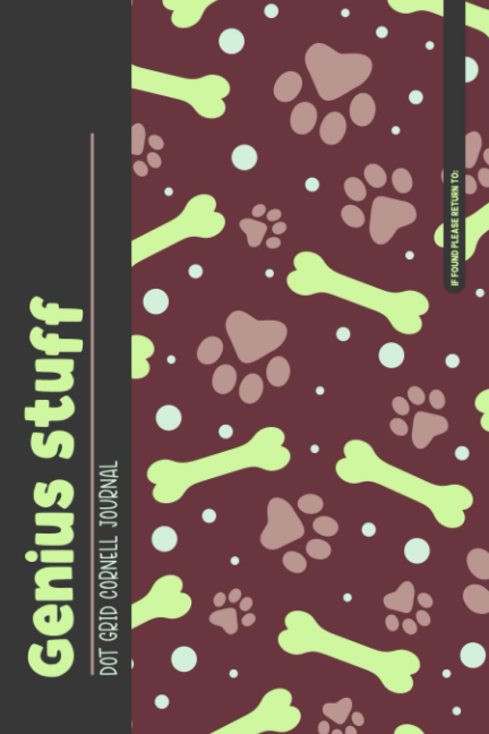Genius Stuff: Dog Paw Print Gift, Cornell Notes Notebook Dot Grid, 6 x 9
