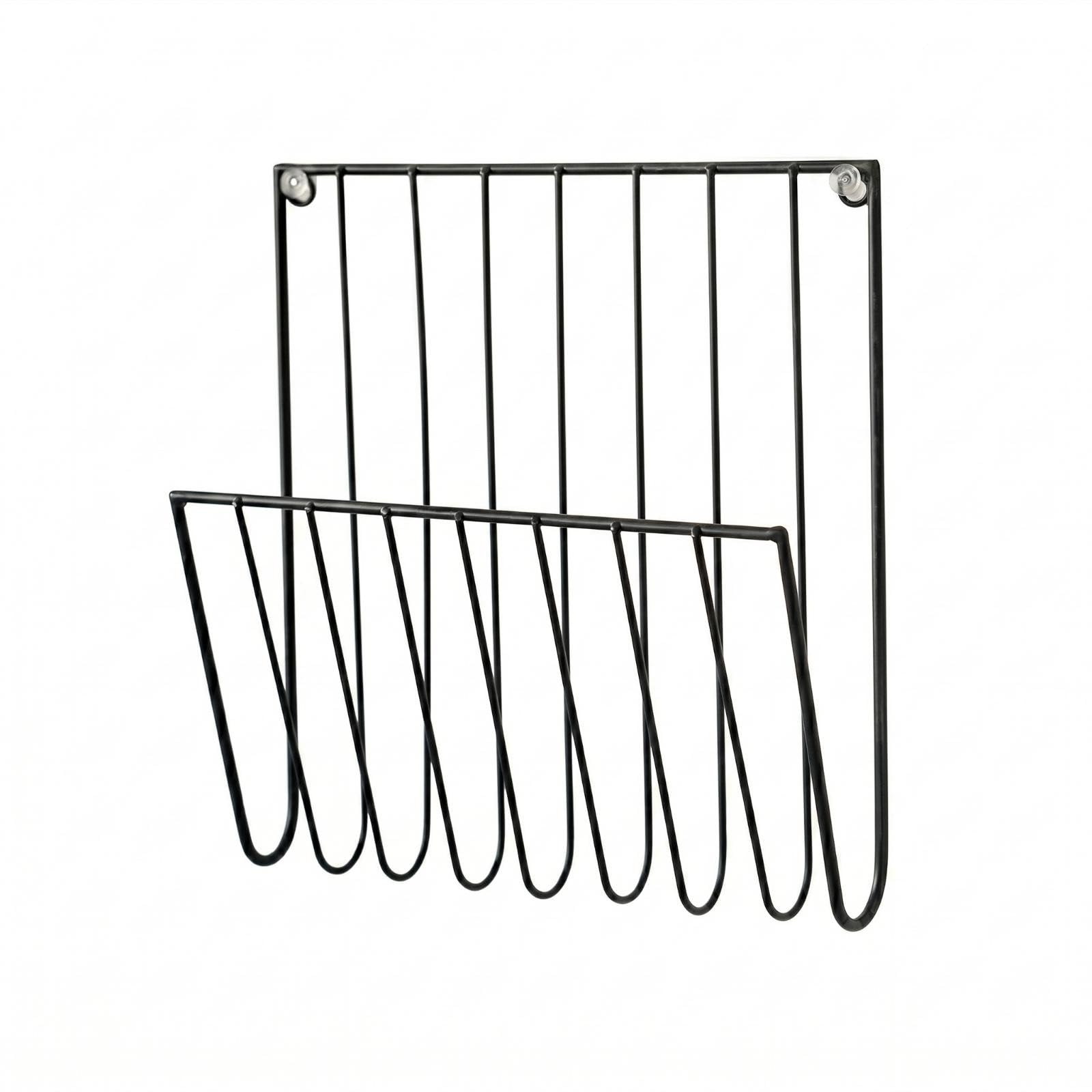 Wall-Mounted Magazine Rack Minimalist Wire Newspaper Rack Rectangular Mounted Framework-Attached Magazine Holder Black-picture-10