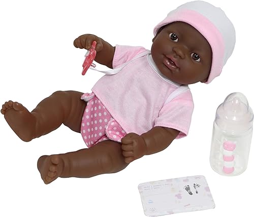 La Newborn JC Toys Nursery  Juego de regalo de muñeca de 7 piezas  Muñeca afroamericana realista de 12 pulgadas con accesorios  Rosa  A partir de 2