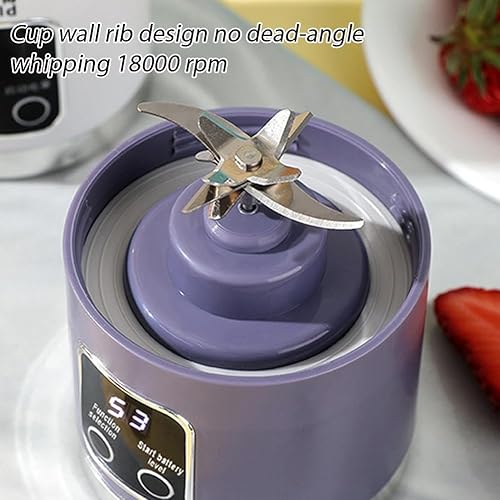 Miniatura 8 de Licuadora portátil, licuadora personal recargable por USB, exprimidor portátil de viaje de 15 onzas, licuadora, mezcladora, compacta, cómoda y