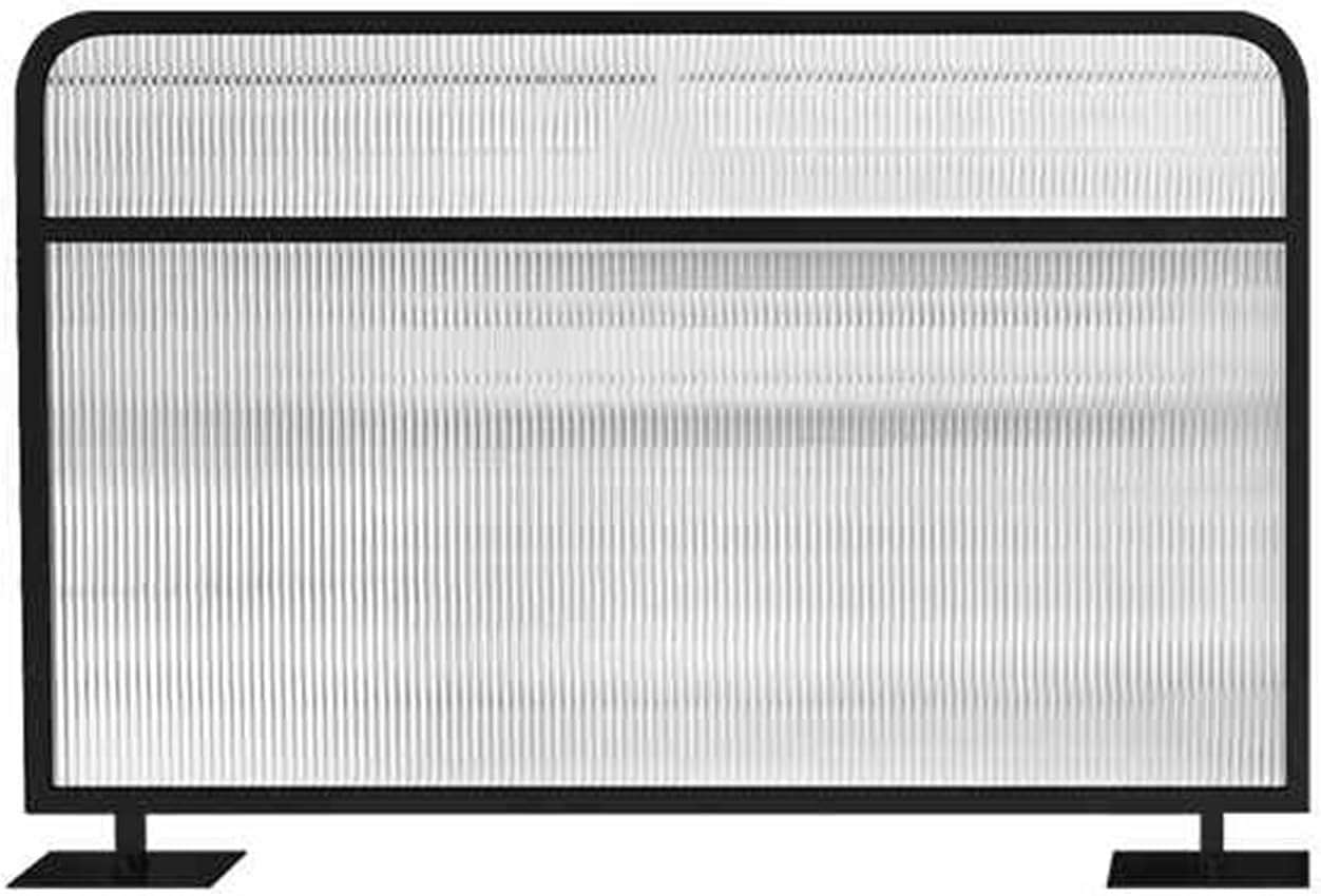 Glass Room Divider Office Partition Tempered Glass Panels Table Dividers Panels Partitions,Desk Partition Screen, Black Iron Divider With Translucent Glass, Privacy Panel-Black-100x110x28cm