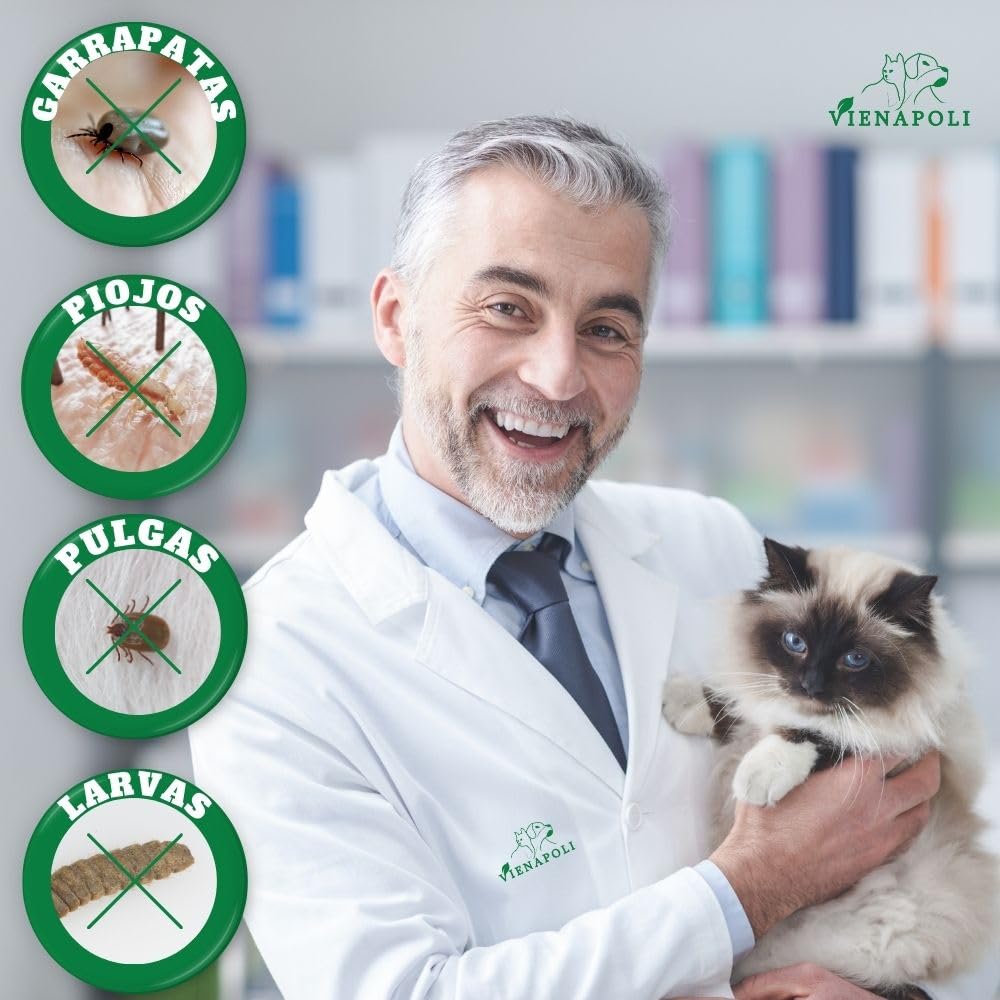 Collar antipulgas y garrapatas para Gatos, Resistente al Aqua, protección Activa de hasta 8 Meses, 33 centimetros, para qualquier tamaño de Gato