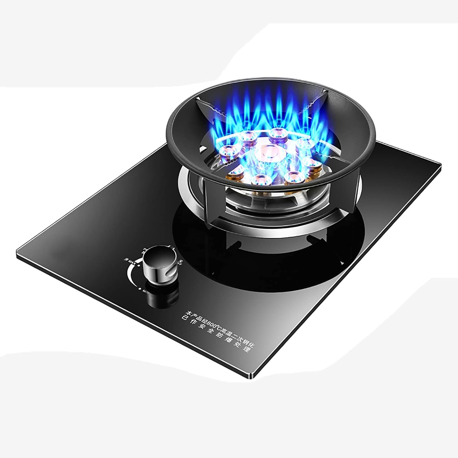 Gas Stove Gas Built-In Gas Cooktop 5.2Kw Glass Cooker Hob 1 Burner,With Zinc Alloy Knob &Flame Failure Protection (F LPG) (A LPG)