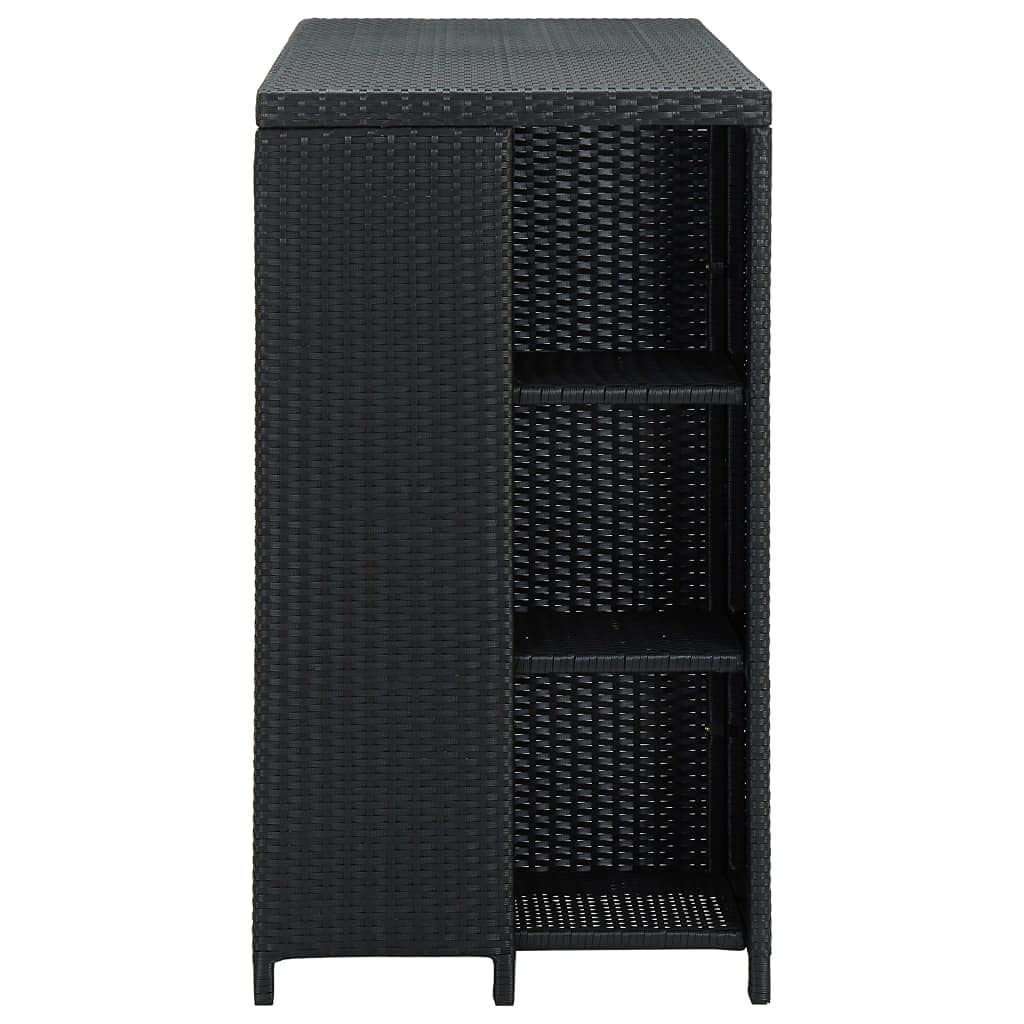 vidaXL Tavolo da Bar con Ripiani Nero 120x60x110 cm in Polyrattan