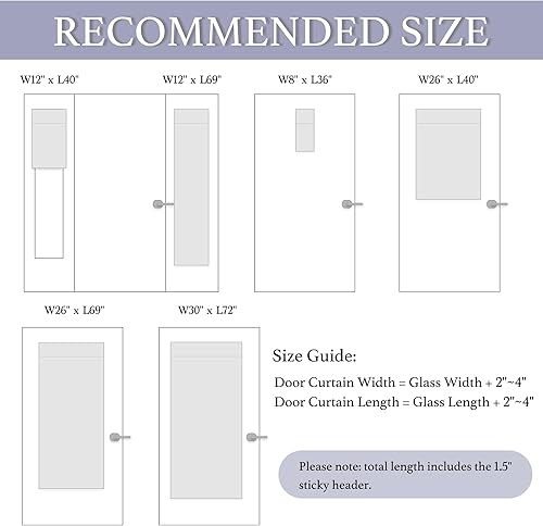 Miniatura 8 de RYB HOME - Cortina para ventana de puerta francesa, 100% opaca, de mezcla de lino, brinda privacidad, con aislamiento térmico, oscurece habitación,