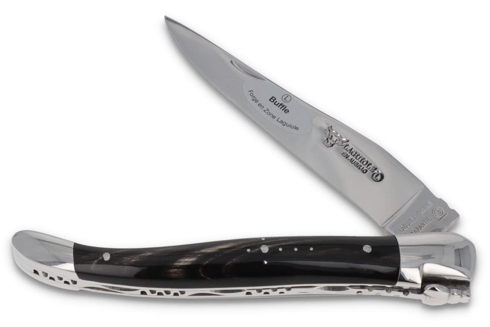Laguiole en Aubrac Taschenmesser L0212BUIF 12 cm, Backen Edelstahl glänzend, Griff Büffelhorn