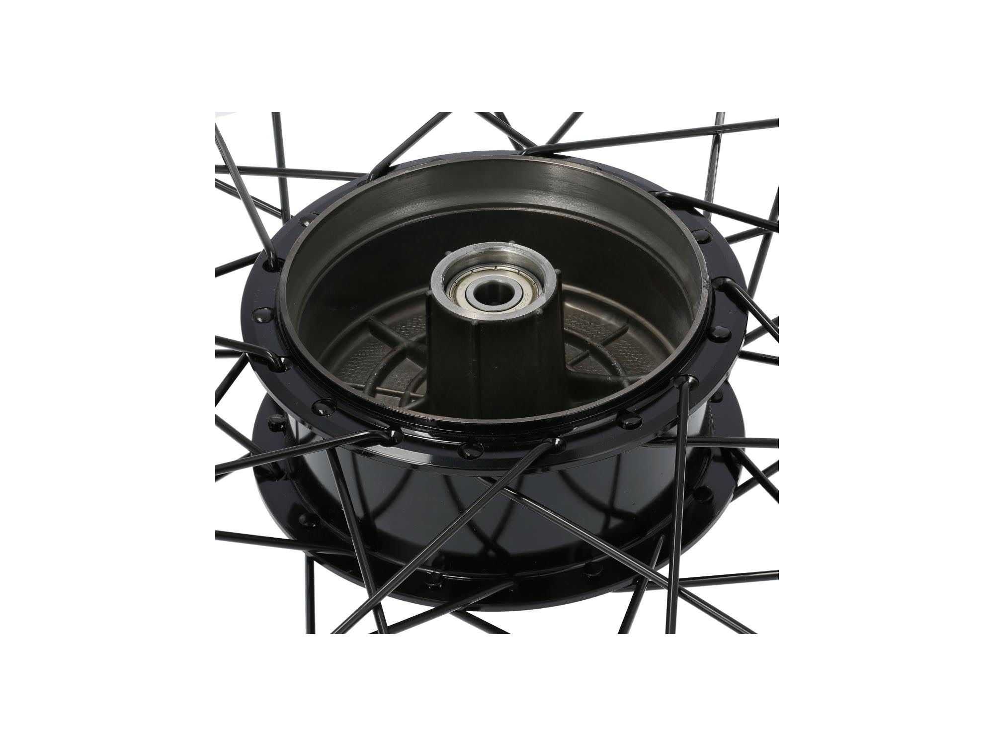 Tuning-Komplettrad hinten 2,5x16 Alufelge + Nabe und Speichen schwarz + Reifen 80/80 Heidenau K63