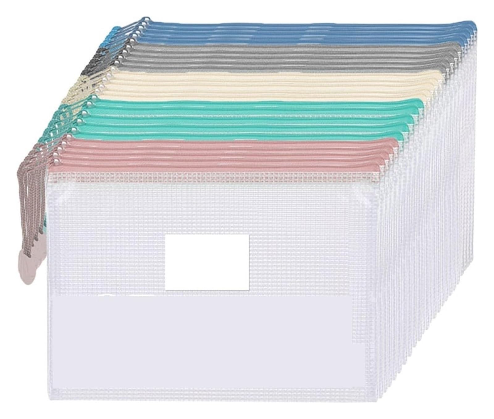 Borsa con cerniera in rete A4 in plastica | 10/15/25/50 pezzi for riporre documenti e oggetti artigianali(25Pcs)