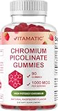 Vitamatic Chromium Picolinate 1000 mcg - 90 Gummies - High Potency Chromium - Raspberry Flavor