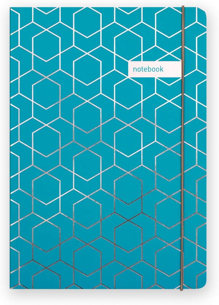 Matilda Myres A5 Lined Notebook with 192 Pages - Premium Hard Back Notebooks Lined for Journaling and Notes - Professional A5 Journal with Elastic Closure - Ideal Ruled Notebook - Teal & Rose Gold