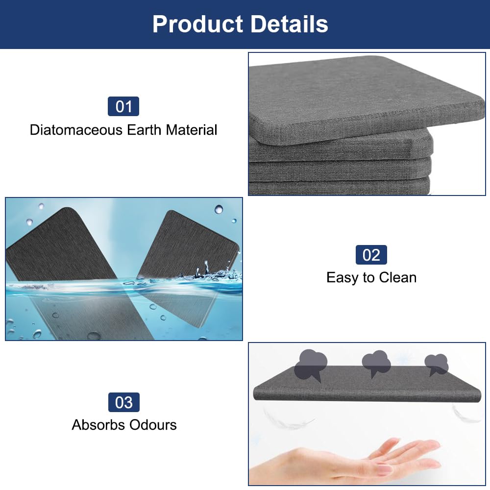 Set 3 Sottobicchieri Diatomite Assorbenti Acqua Per Uso Bagno E Cucina