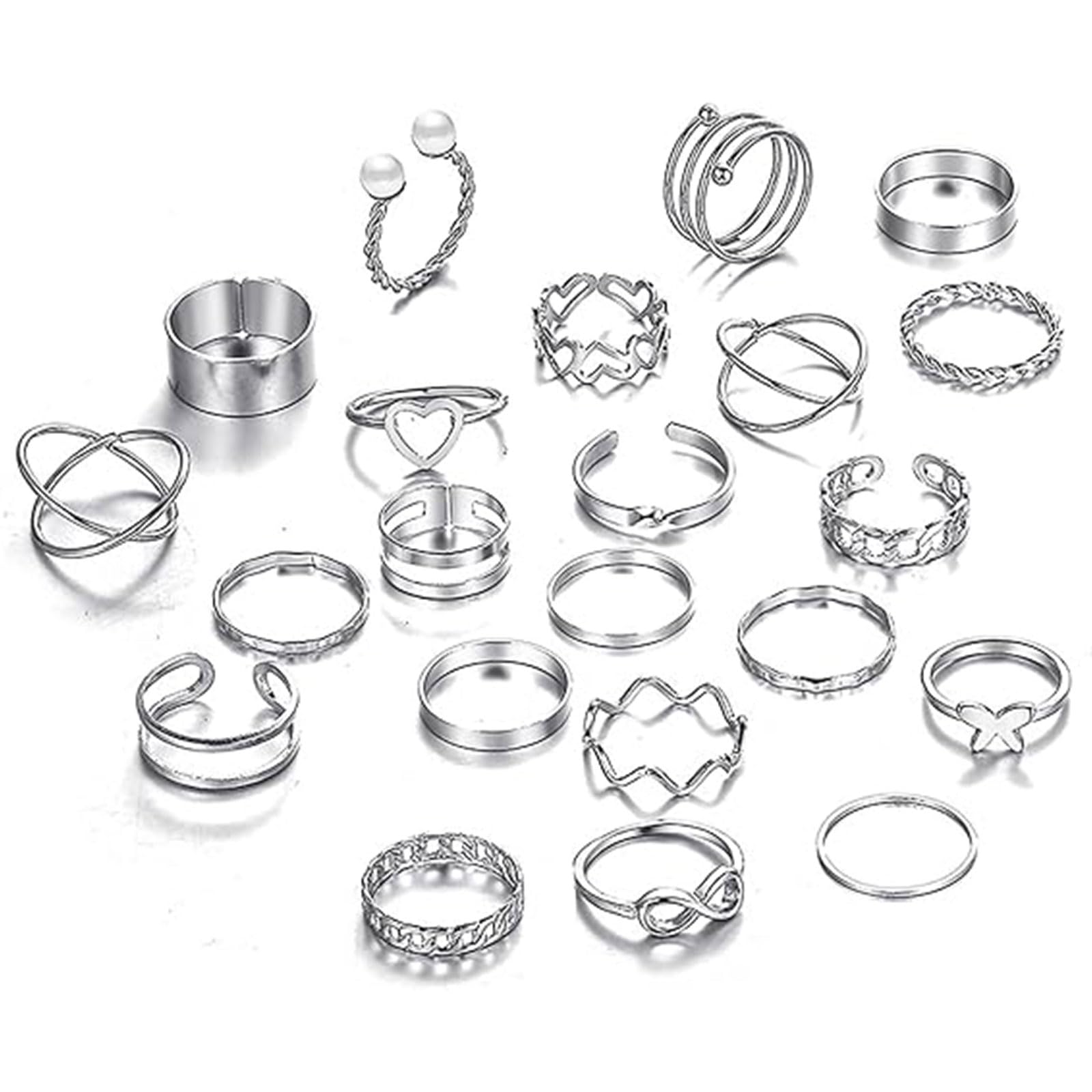 22 Pcs Vintage Stackable Knuckle Joint Thumb Rings Set for Women - Adjustable Open Chunky Rings for Teen Girls