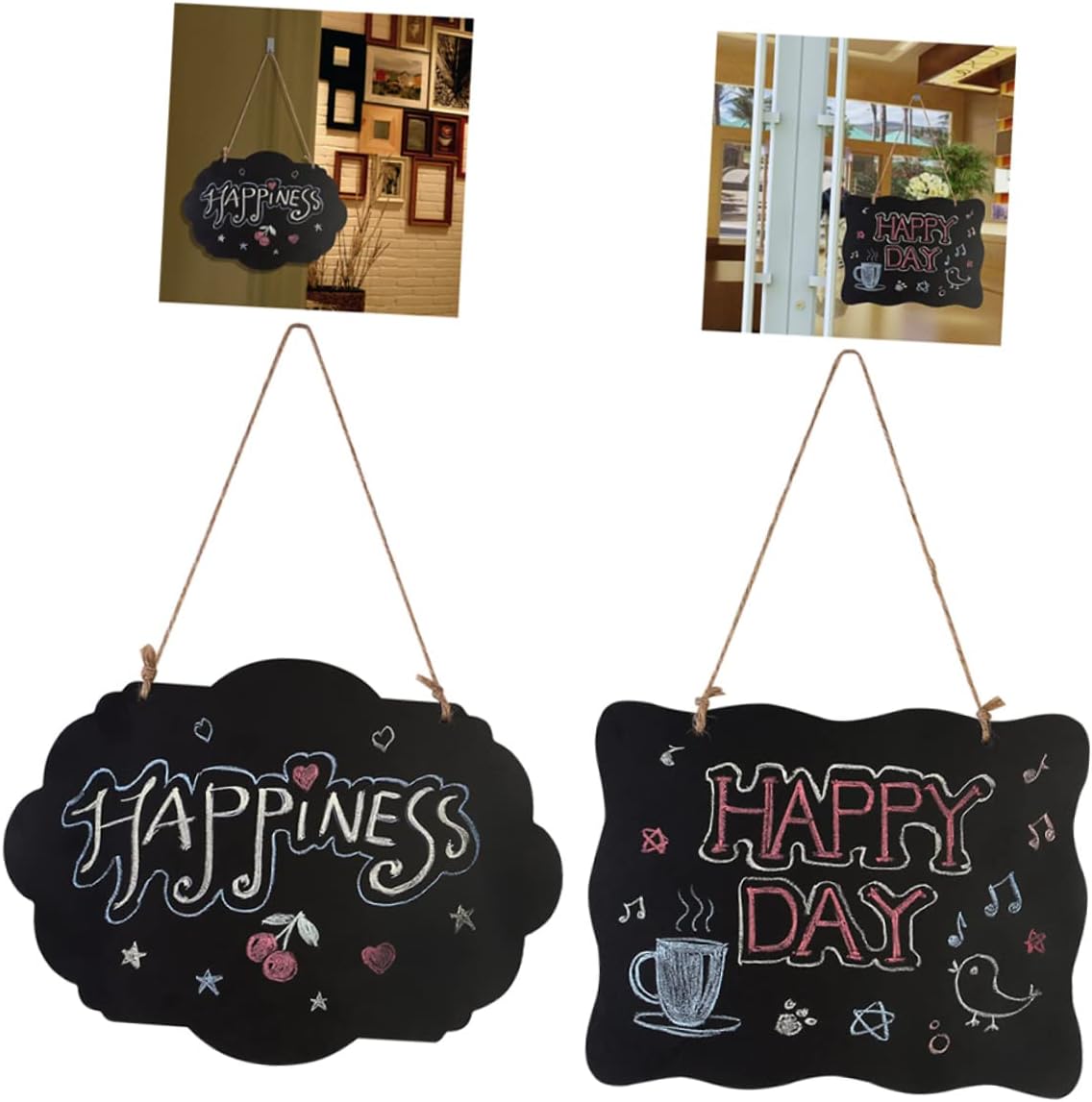 Lurrose Decorative Small Blackboard Set 3pcs Wooden Blackboard Wavy Borders for Kitchen Home