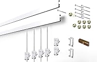 STAS Cliprail Picture Hanging System Kit - 44 lbs Capacity, Covers 9.84 ft White Rail, Hooks & Cords - No-Drill Museum-Quality Art Gallery System