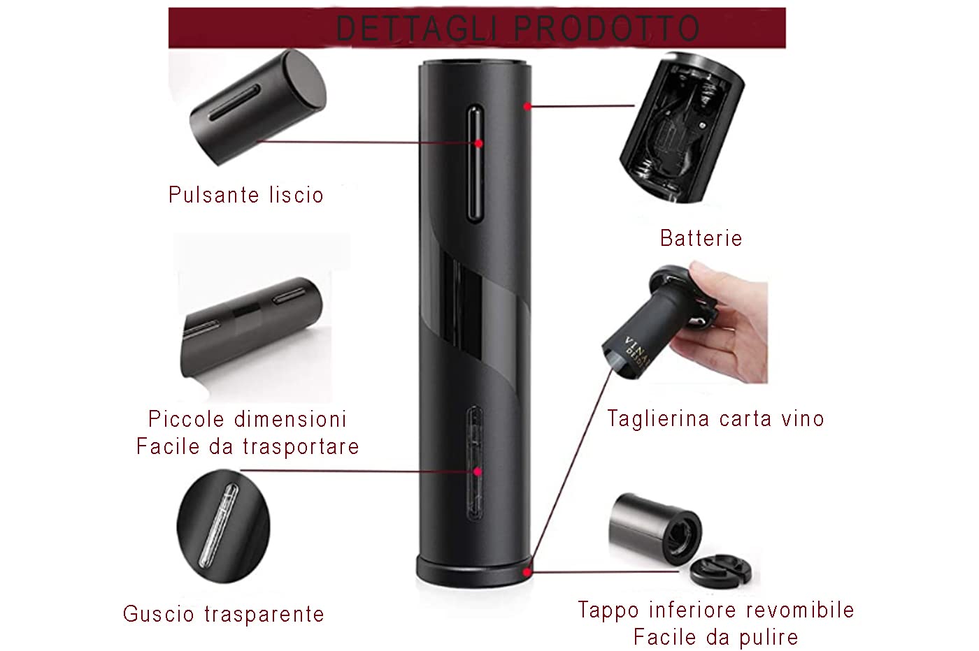 YASTA Cavatappi Elettrico Apribottiglie vino senza filo a batteria