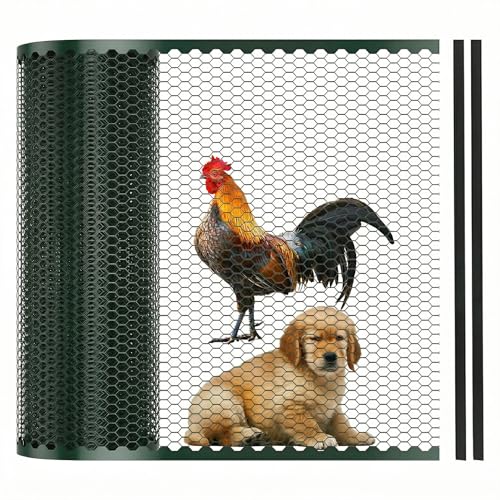 Steckzaun 25m x 100cm Mobiler Hühnerzaun aus Kunststoff mit 22 Vierkant-Stützpfählen Gartenzaun zum Einstecken Begrenzungszaun für Hühner Hunde Garten Haus Hof Grün