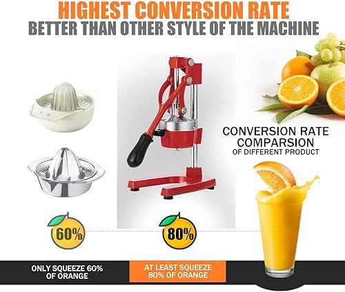 Miniatura 3 de Prensa manual de hierro fundido resistente comercial naranja cítrico limón lima pomelo granada fruta jugo exprimidor máquina rojo