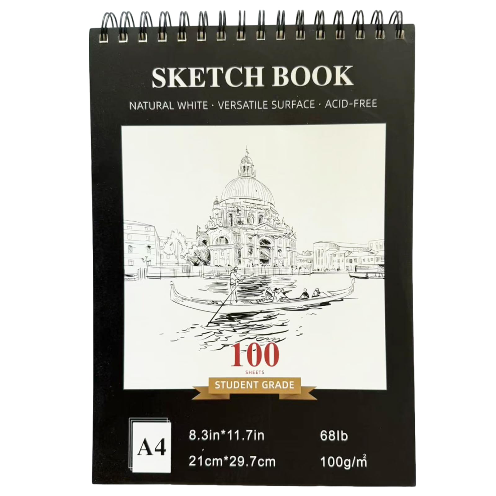 A4 Sketchbook Hardcover Spiral Bound, 100GSM Thick Paper Drawing Pad, 100 Sheets/200 Pages Art Sketch Book for Artists Adults Kids, Professional Drawing Notebook for Sketching Pencil Charcoal