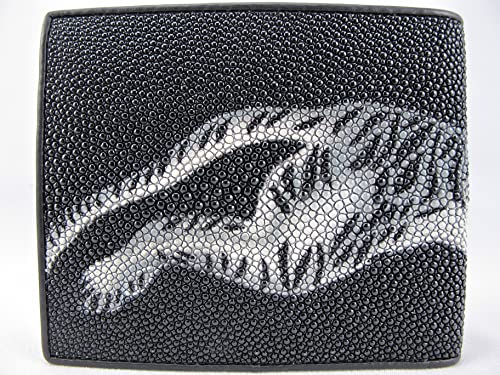 Pelgio Genuine Stingray Shagreen Skin Leather Men's Bifold Wallet Tiger Paint - Image 4