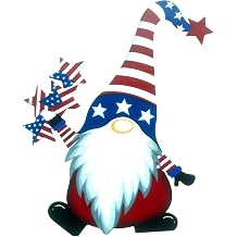 Patriotic Gnome 4th of July Garden Stakes Metal US Flag Gnomes Yard Stakes Decorative Independence Day Yard Signs Decorations Red White and Blue Gnomes Outdoor Decor red Star, 10 inch