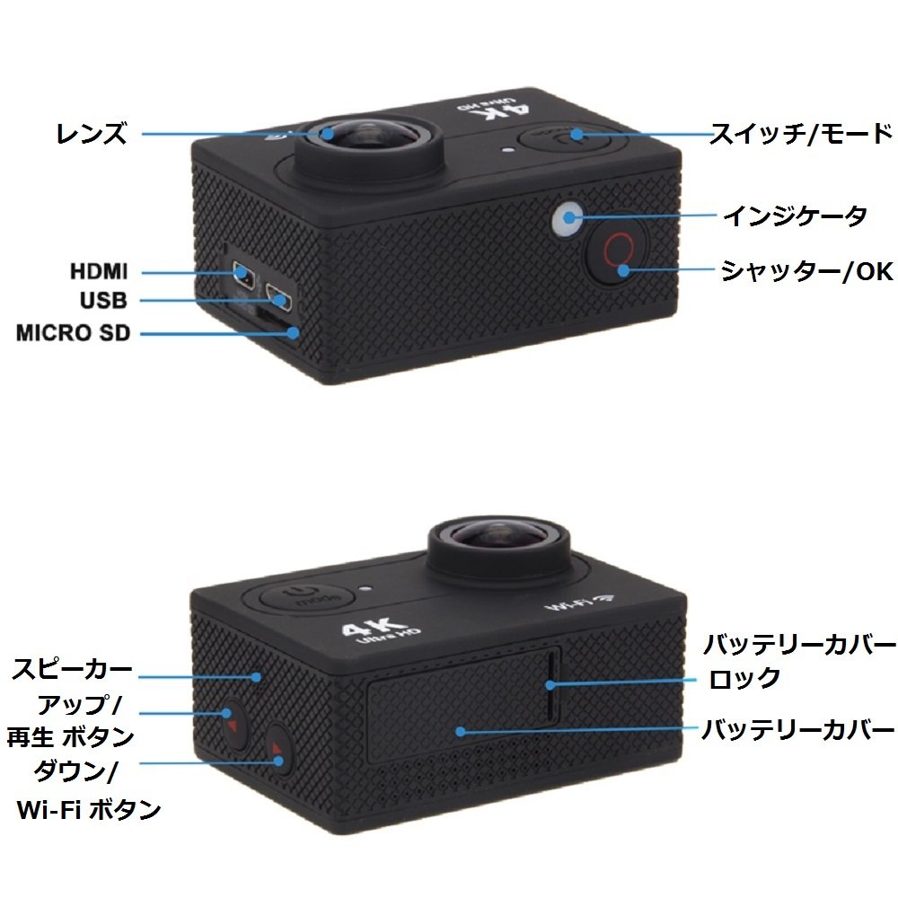 Amazon | Aosnow アクションカメラ 4K 超 170度超広角レンズ 防水
