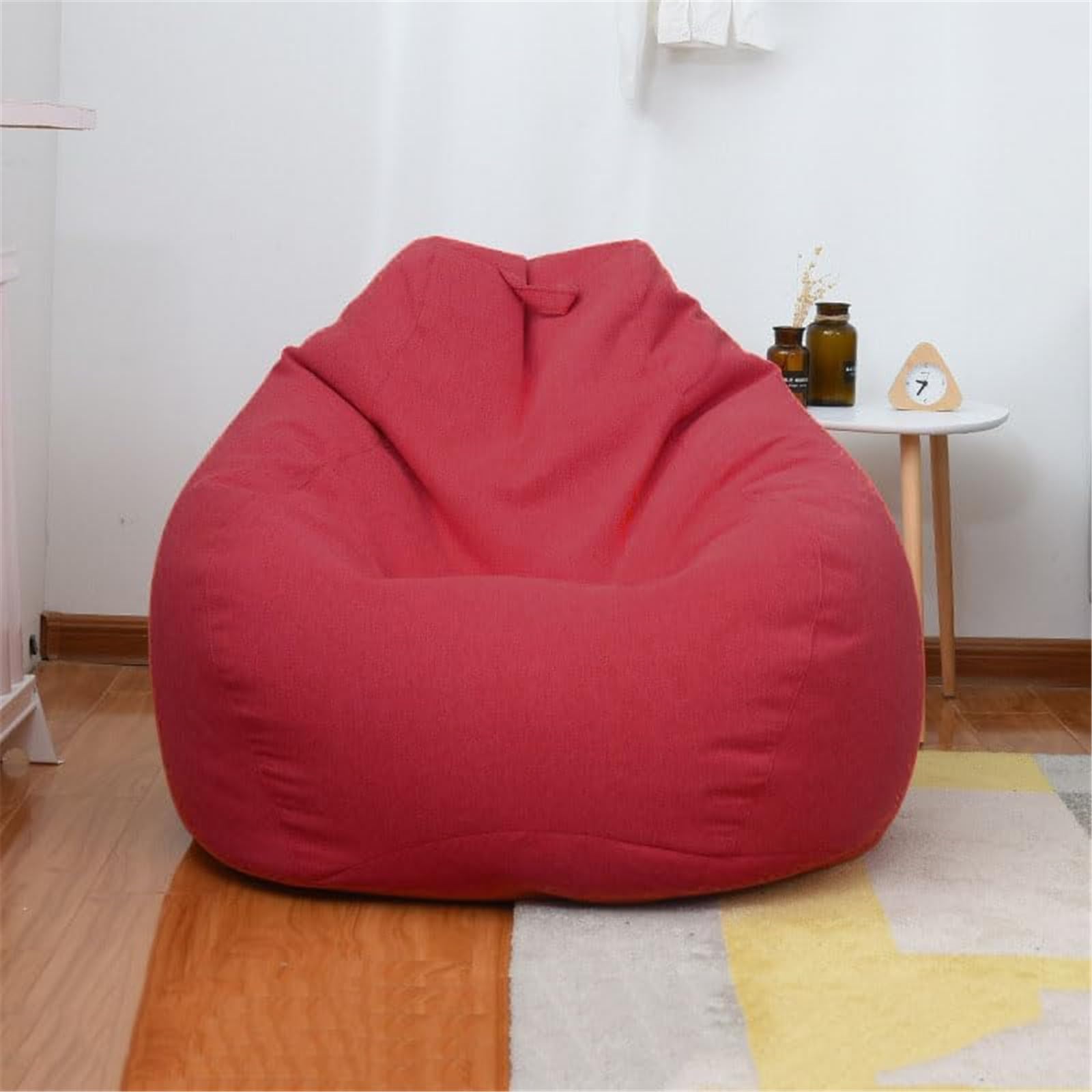 Fodera Per Pouf Sacco Highdi 90x100cm - Senza Riempimento, In Cotone E Lino Arancione - Per Camerette, Soggiorno E Balcone