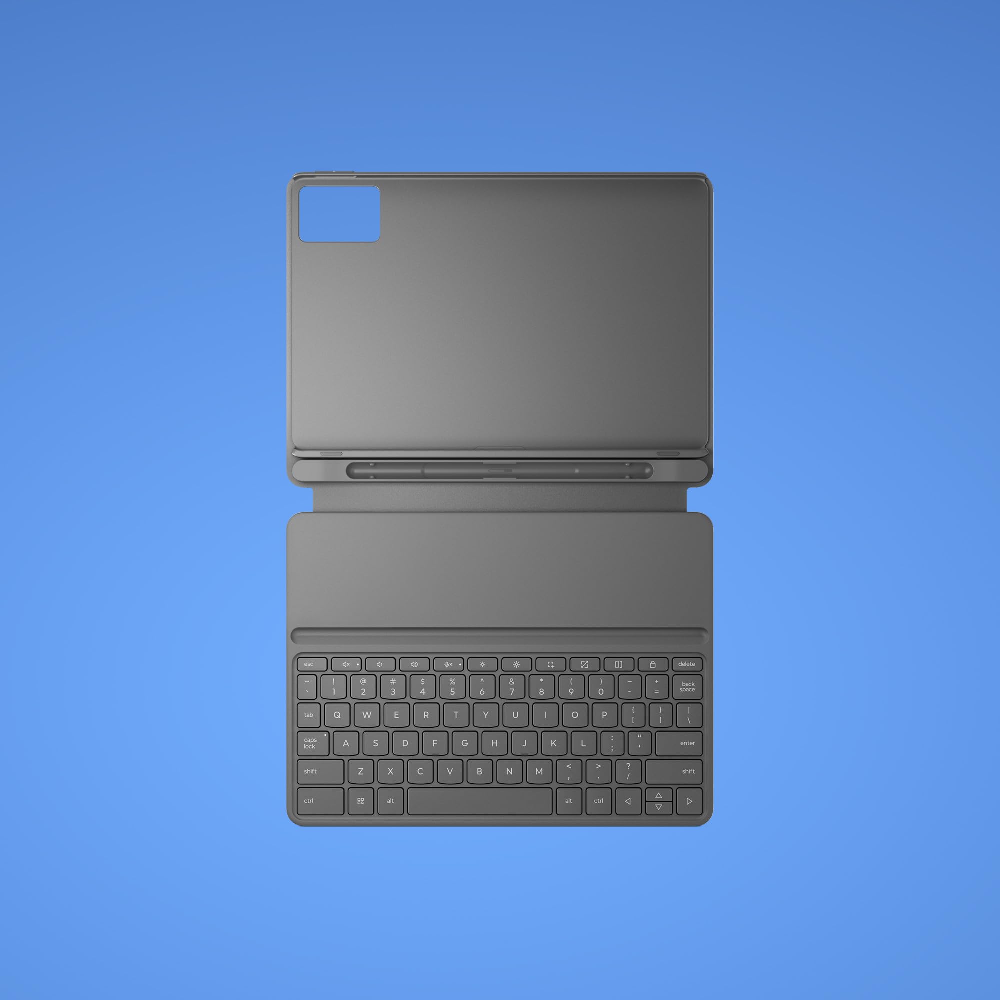 Lenovo Folio Keyboard per IdeaTab, tastiera Folio per Lenovo Idea Tab con connessione istantanea 3-pin, stand integrato, scomparto per penna, layout intuitivo, protezione completa - Grigio