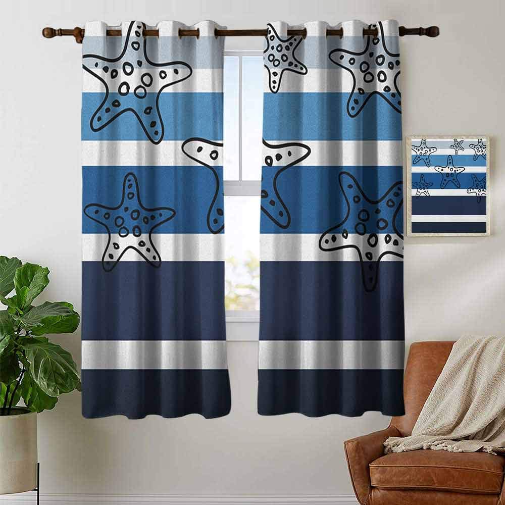 petpany bathroom curtains Starfish,Ombre Inspired Design in Bold Thin Colors Bands Hand Drawn Starfishes Circles, Multicolor,room darkening waterproof curtains for bathroom 52"x63"