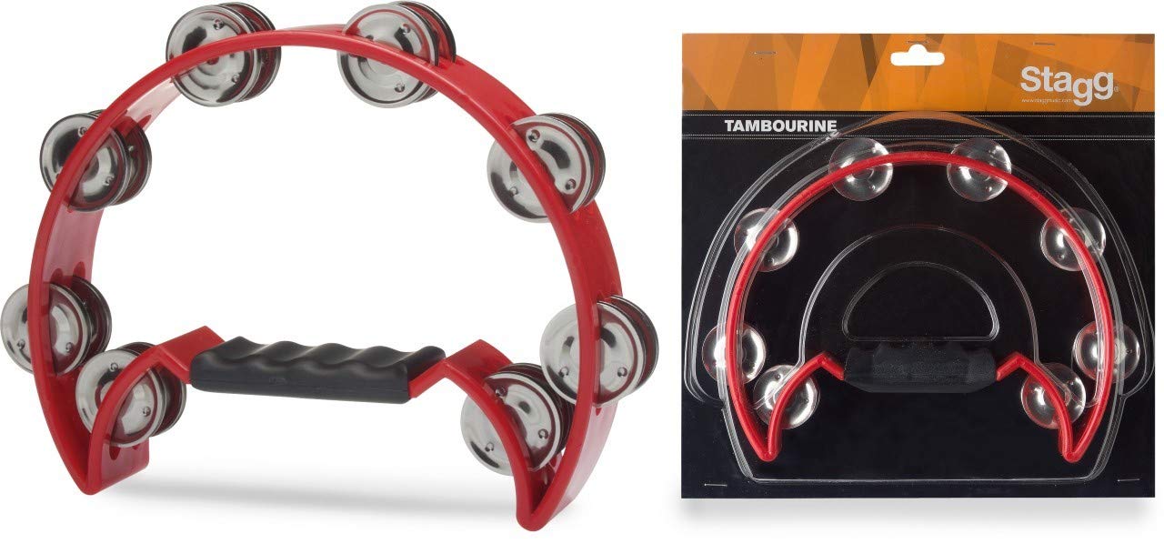 Music Cutaway Tambourine Halfmoon Red - INSTRUMENT