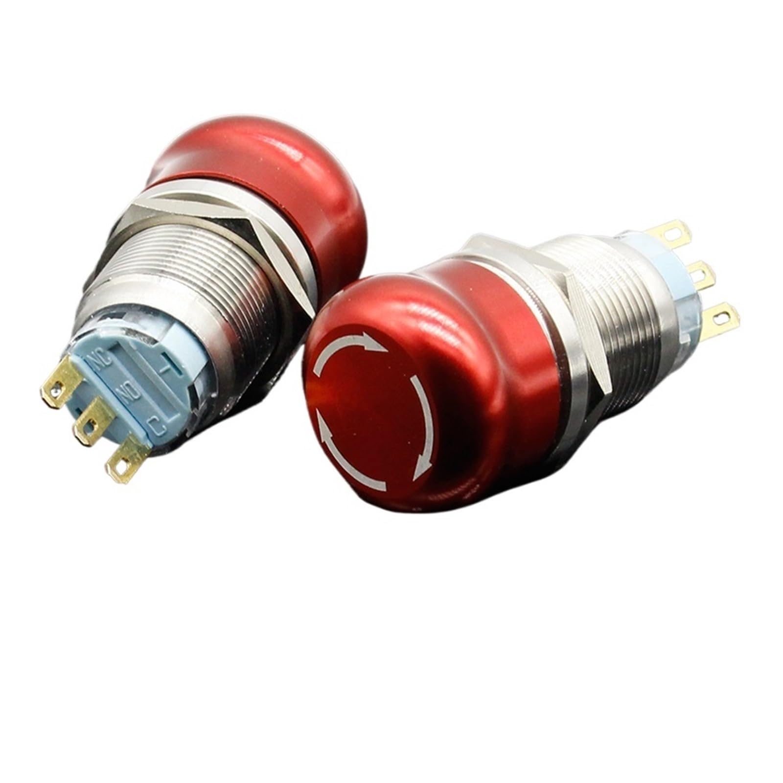 AARTERZZA 1pc 19mm Waterproof Stainless Steel Waterproof Metal Latching Emergency Stop Push Button Switch Button Switch