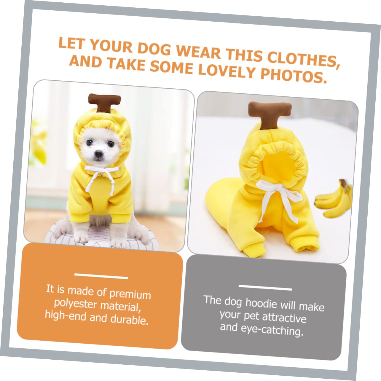 Kisangel 5pièces Pull à Capuche pour Chien Vêtement Hiver pour Moyen Chien Sweat-Banana pour Animaux Confort Optimal Et Facile à Porter pour Photos